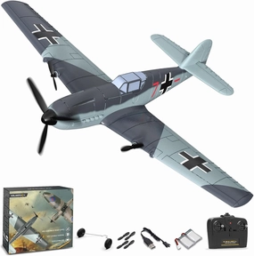 VOLANTEXRC RC Plane 3 Channel Remote Control Airplane Fighter Toys, 2.4GHz 6-axis Gyro Stabilizer RTF Glider Aircraft Plane, Easy to Fly for Adults Kids Beginners Boys (BF109)