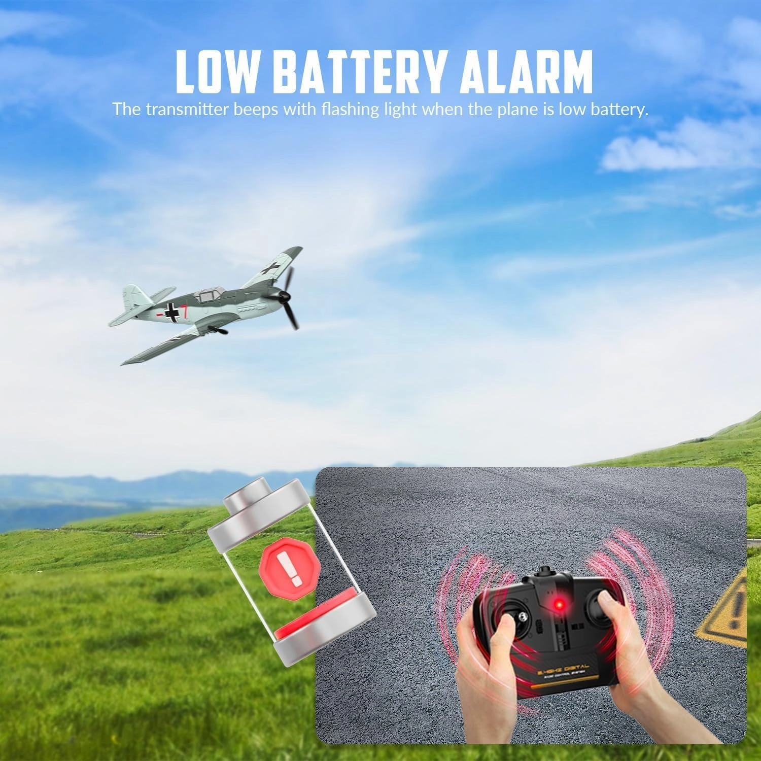 VOLANTEXRC RC Plane 3 Channel Remote Control Airplane Fighter Toys, 2.4GHz 6-axis Gyro Stabilizer RTF Glider Aircraft Plane, Easy to Fly for Adults Kids Beginners Boys (BF109)