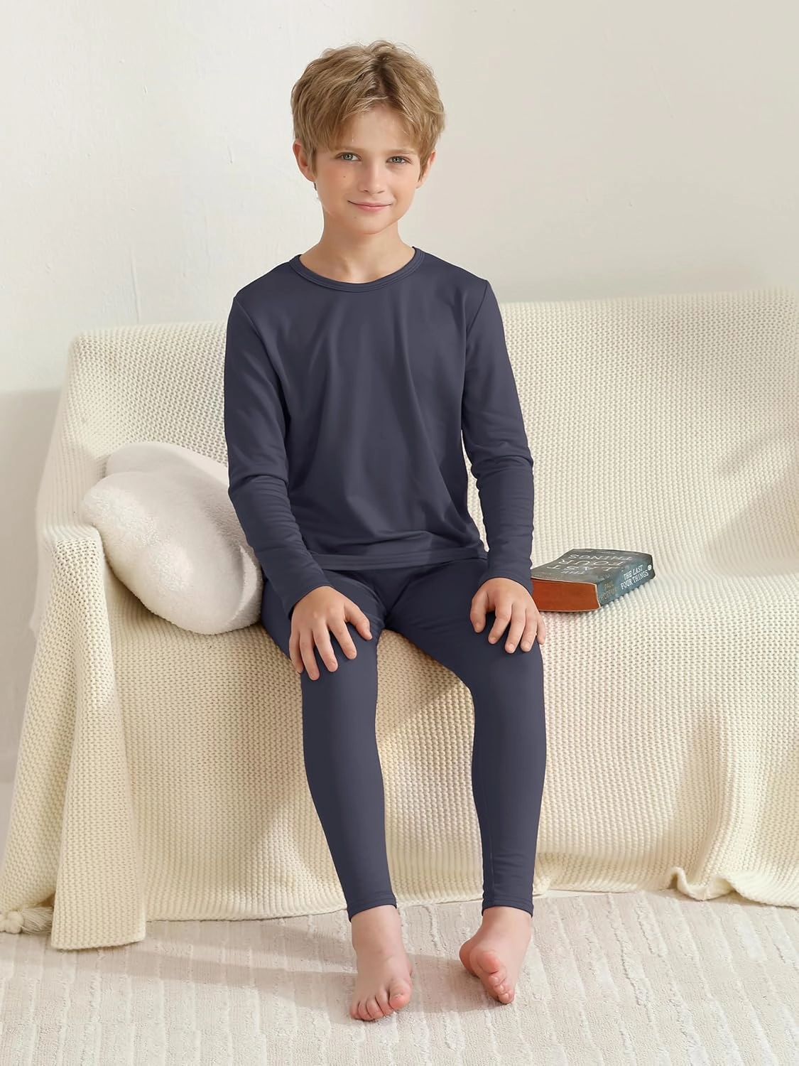 VZV 3 Set Boys Thermal Underwear Set, Kids Thermal Long Johns Boy Fleece Lined Base Layer for Skiing, Cold Weather