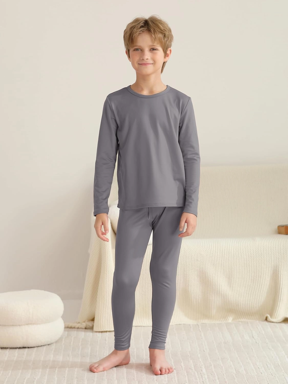 VZV 3 Set Boys Thermal Underwear Set, Kids Thermal Long Johns Boy Fleece Lined Base Layer for Skiing, Cold Weather