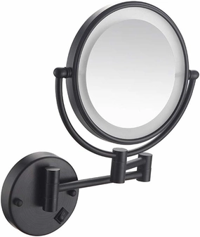 Wall Mounted Makeup Mirror, 8-Inch Two-Sided Extension Wall Mount Mirror with Magnification, 360 Degree Swivel Rotation (Color : Matte Black, Size : 3X)