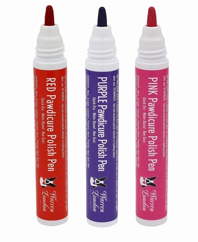 Warren London Pawdicure Dog Nail Polish Pens | Made in USA | Quick Dry, Low Odor, Non-Toxic Dog Accessories | Ideal for Dog Birthday, Dog Costume | 13 Colors | Pink Purp Red