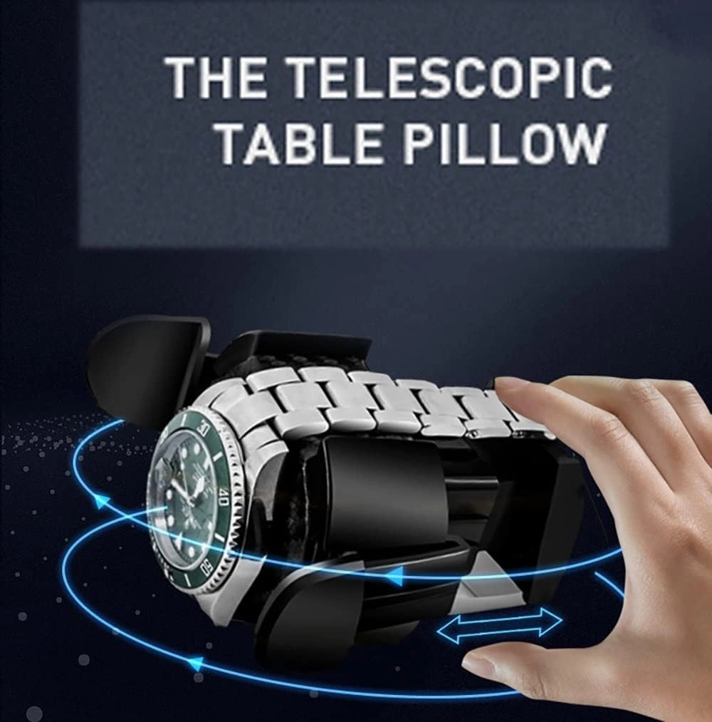 Watch Winder Automatic Watches 5 Rotation Mode Setting Flexible Plush Pillow Blue LED Light Fit Lady And Man Watches With Super Quiet Japanese Motor (9 6)