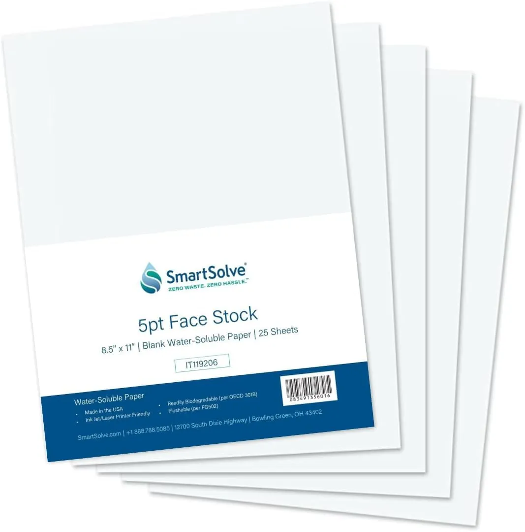 Water-Soluble 5pt CardStock | Dissolves Quickly in Water | Biodegradable | Eco-Friendly | Printable | Craft, Confidential Document, Memorial Letter | 8.5” x 11” | 25 White Sheets