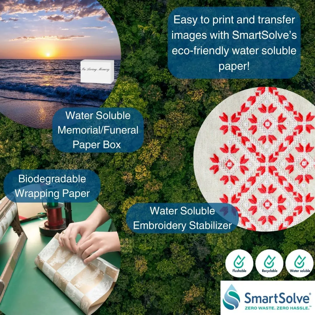 Water-Soluble 5pt CardStock | Dissolves Quickly in Water | Biodegradable | Eco-Friendly | Printable | Craft, Confidential Document, Memorial Letter | 8.5” x 11” | 25 White Sheets
