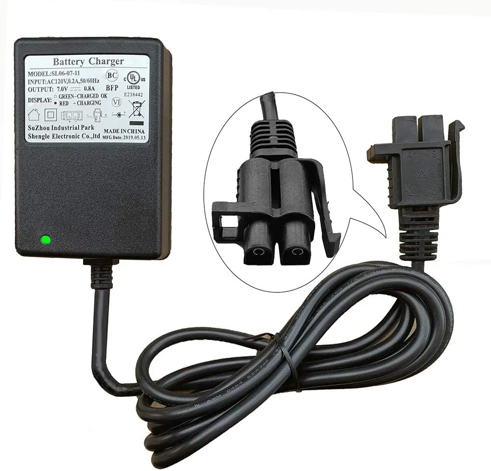 weelye 7.0V-0.8A Ride-On Toys & Accessories，6V Electric Vehicles B Plug Charging Adapter for Princess Toy Story Car Ripper Swirl YFZ450 Mercedes A45 Batman Car
