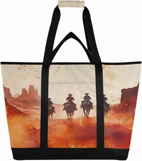 Western Cowboy Reusable Insulated Lunchbox Cooler Bag, Leakproof Kitchen Grocery Bag Collapsible Portable Cooler Tote Bag for Picnic, Camping, Office, Travel