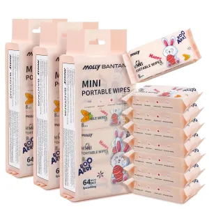 Wet Wipe Travel Size, Mini Makeup Wipes, Easy Portability, Skin-Friendly Ingredients, 24 Pack Total 192 Wipes, Pink