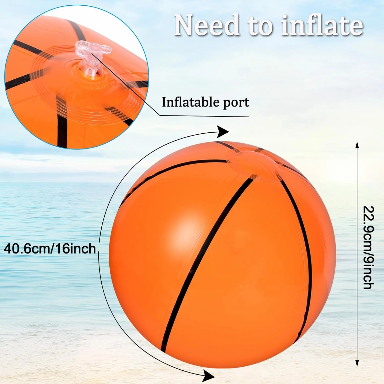 Whaline 25Pcs 16'' Inflatable Beach Balls Pool PVC Balls for Summer Beach Party Decorations Water Sand Game Toy Accessories