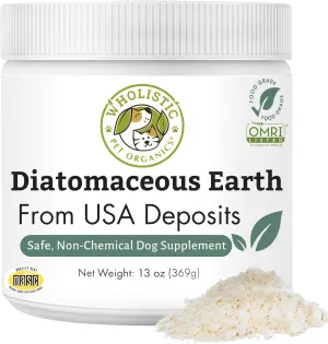 Wholistic Pet Organics DE for Dogs Organic Food Grade for Dogs - 13 Oz - Safe Non-Chemical Freshwater Silica Improves Overall Health