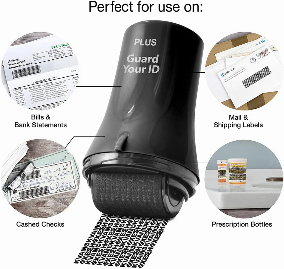 Wide Advanced Confidentiality Roller Stamp by Guard Your ID for Personal Information Concealment, As Seen on TV (3-Pack, Black)