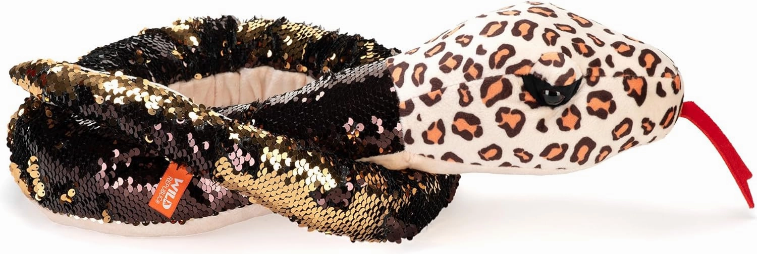 Wild Republic Sequin Snake Plush, Stuffed Animal, Plush Toy, Kids Gifts, 54 Inches, LEOPARD