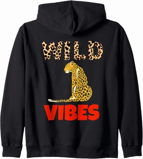 Wild Vibes Tiger Cat Lion Jaguar Jungle,Animal Print Wild Zip Hoodie