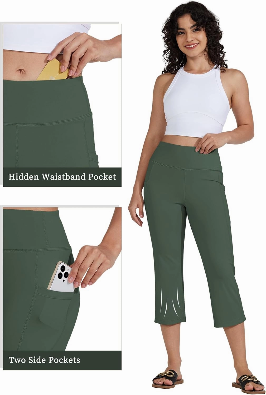 Willit Women's Yoga Capris Pants High Waist Leggings Crop Straight Leg Athletic Exercise Workout Capris 21"