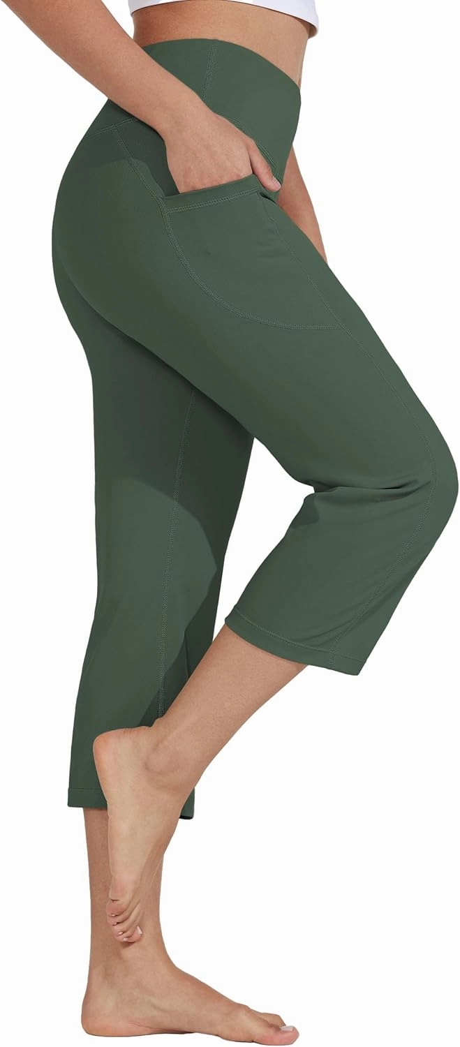Willit Women's Yoga Capris Pants High Waist Leggings Crop Straight Leg Athletic Exercise Workout Capris 21"