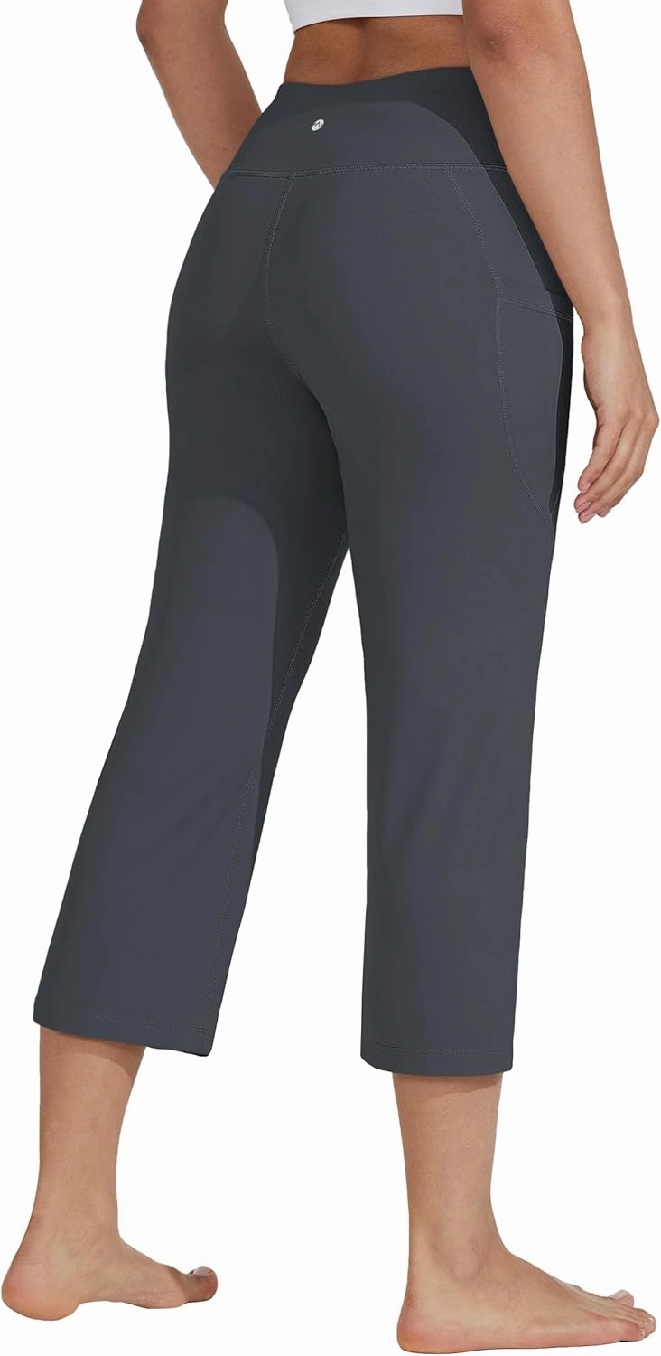 Willit Women's Yoga Capris Pants High Waist Leggings Crop Straight Leg Athletic Exercise Workout Capris 21"