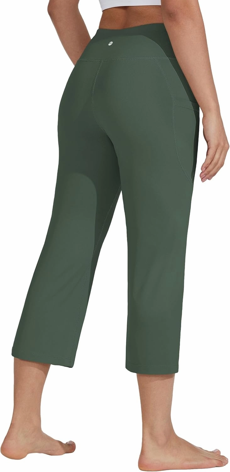 Willit Women's Yoga Capris Pants High Waist Leggings Crop Straight Leg Athletic Exercise Workout Capris 21"