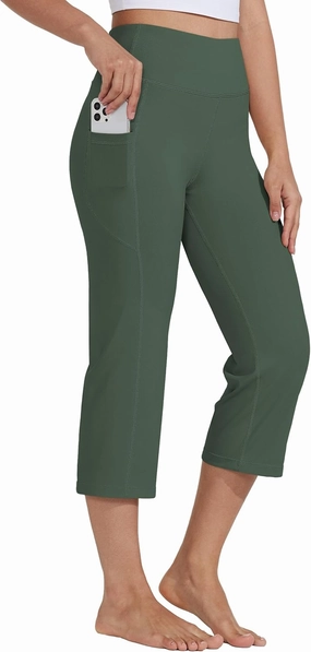 Willit Women's Yoga Capris Pants High Waist Leggings Crop Straight Leg Athletic Exercise Workout Capris 21"