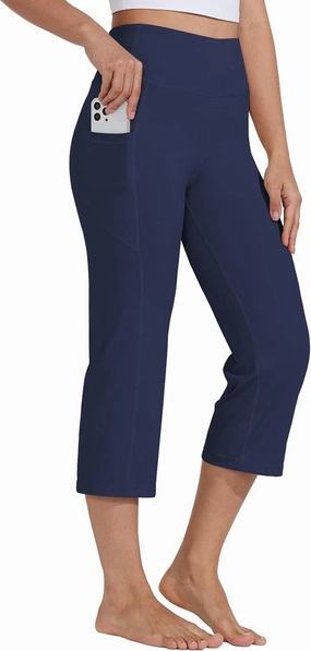 Willit Women's Yoga Capris Pants High Waist Leggings Crop Straight Leg Athletic Exercise Workout Capris 21"