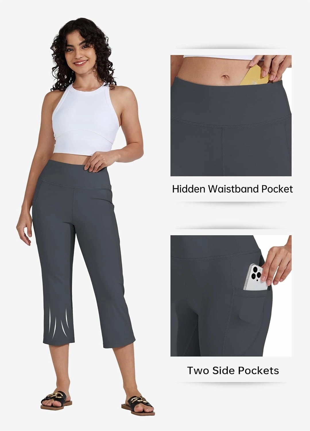 Willit Women's Yoga Capris Pants High Waist Leggings Crop Straight Leg Athletic Exercise Workout Capris 21"