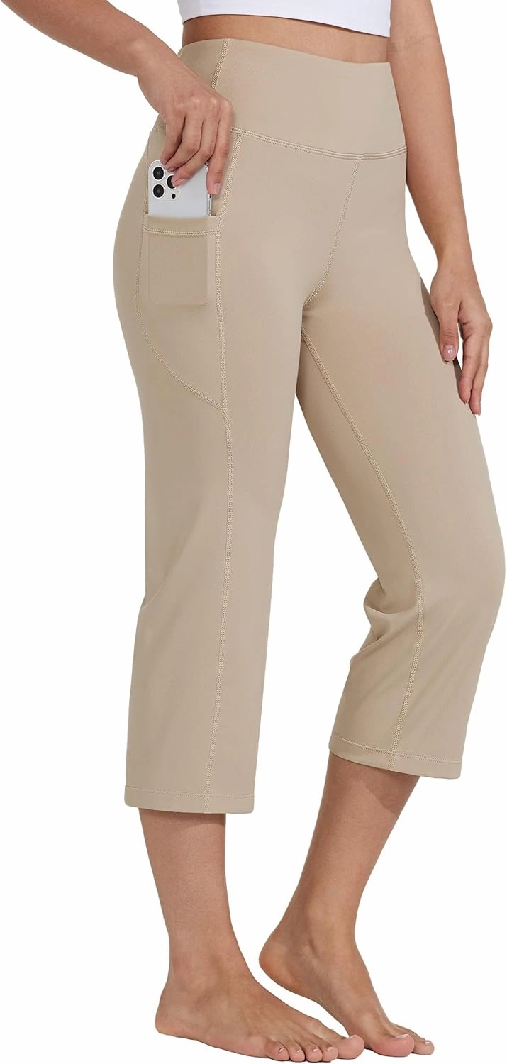 Willit Women's Yoga Capris Pants High Waist Leggings Crop Straight Leg Athletic Exercise Workout Capris 21"
