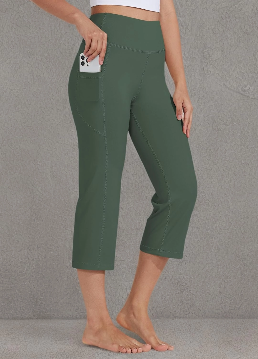 Willit Women's Yoga Capris Pants High Waist Leggings Crop Straight Leg Athletic Exercise Workout Capris 21"