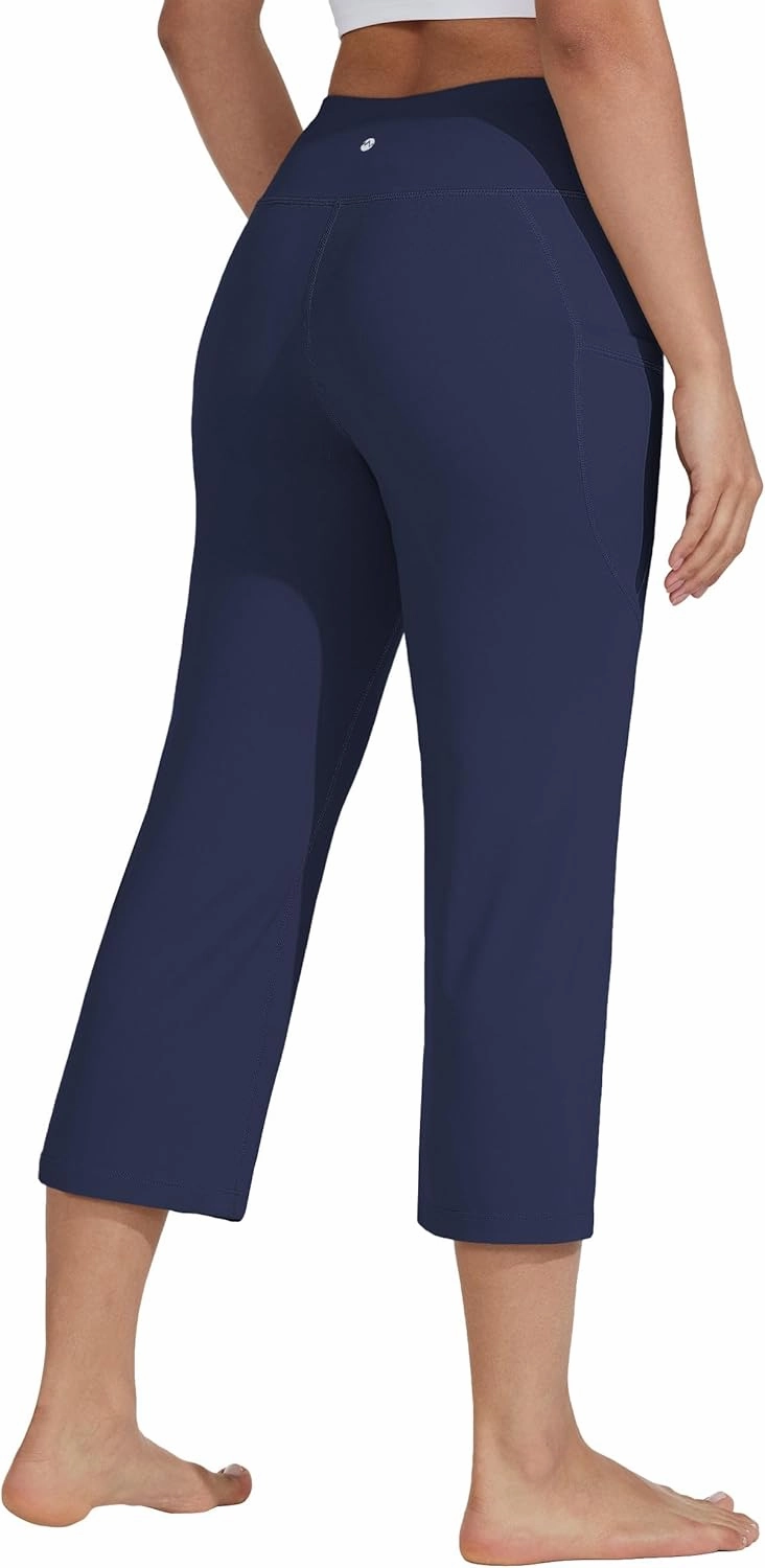 Willit Women's Yoga Capris Pants High Waist Leggings Crop Straight Leg Athletic Exercise Workout Capris 21"