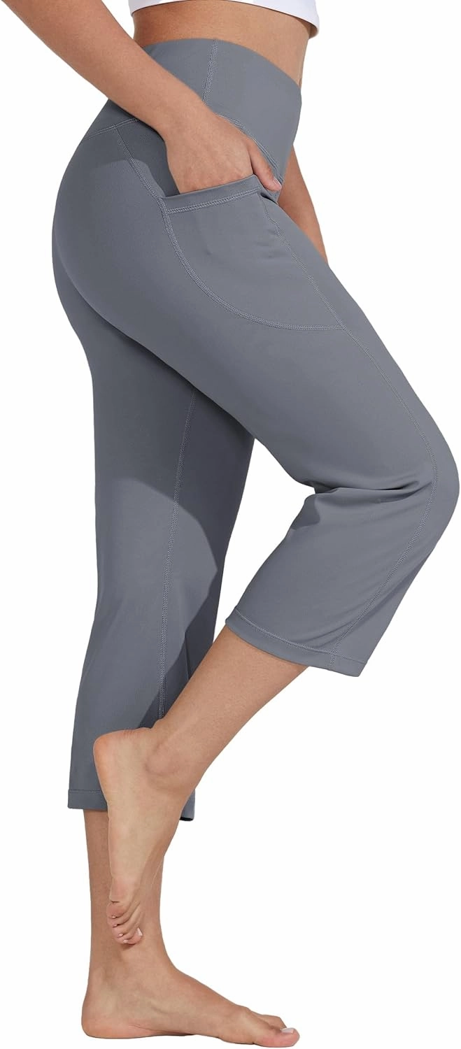 Willit Women's Yoga Capris Pants High Waist Leggings Crop Straight Leg Athletic Exercise Workout Capris 21"