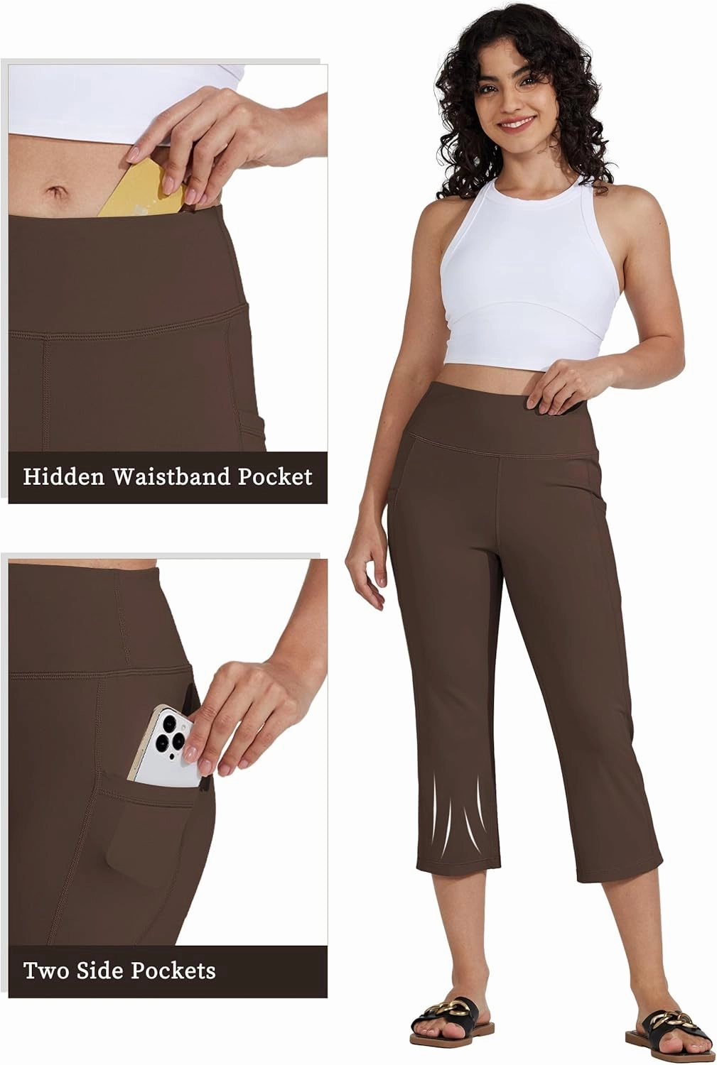 Willit Women's Yoga Capris Pants High Waist Leggings Crop Straight Leg Athletic Exercise Workout Capris 21"