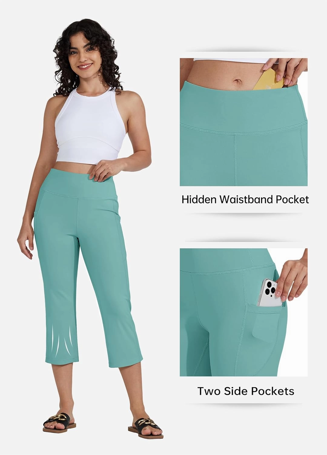 Willit Women's Yoga Capris Pants High Waist Leggings Crop Straight Leg Athletic Exercise Workout Capris 21"