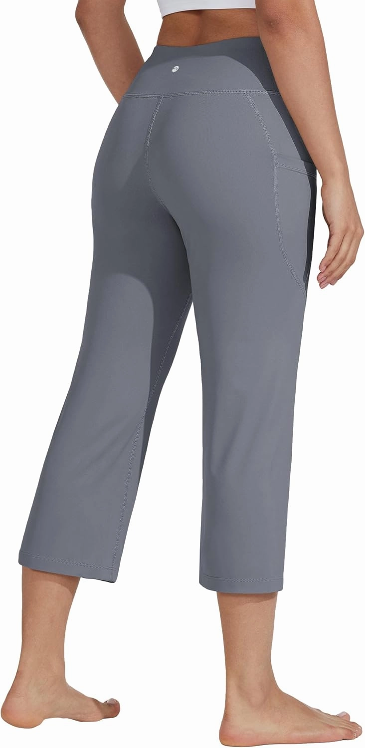 Willit Women's Yoga Capris Pants High Waist Leggings Crop Straight Leg Athletic Exercise Workout Capris 21"