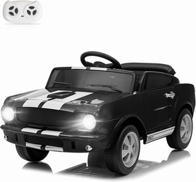Winado 12V Licensed Shelby Electric Car for Kids, Battery Powered Ride On Toy for Toddlers with Remote Control, Upgrade Panel, Bluetooth, Shock Absorbers, Safety Belt, 3 Speeds, LED Lights - Black