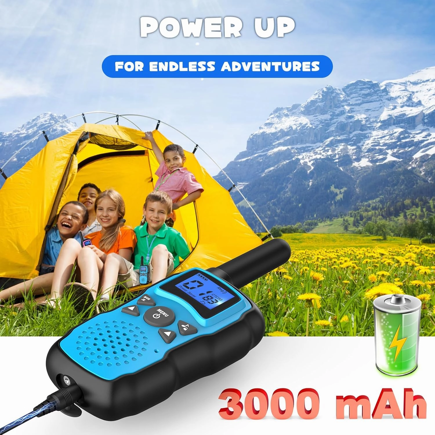 Wishouse Walkie Talkies for Kids Adult Long Range Rechargeable 3 Pack,Boy Wearable Walky Talky Set 2 Way Radio with USB Charger Battery,Camping Games Toy Birthday Xmas Gift for Girl Children Family
