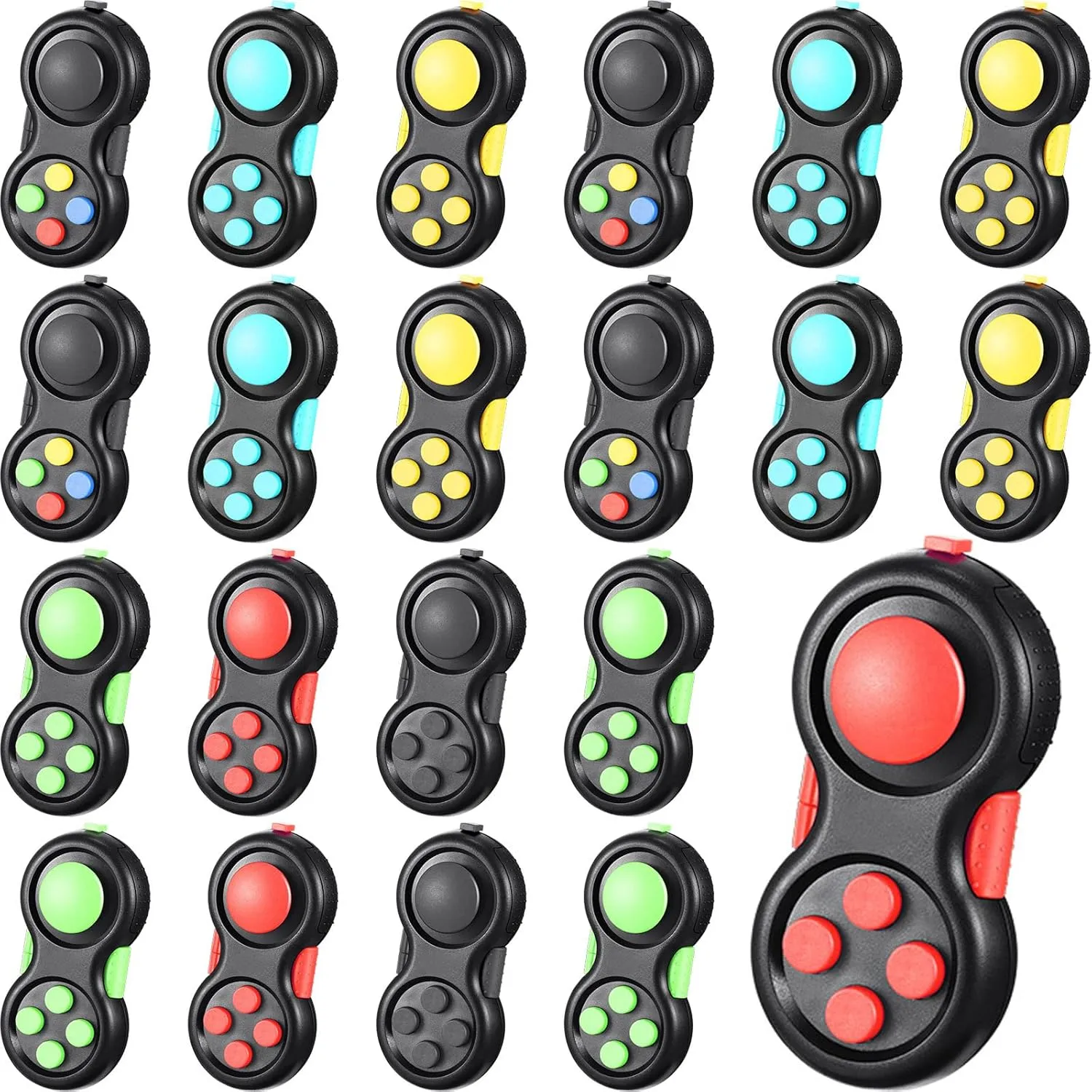 Woanger 24 Pcs Pad Classic Retro Controller Game Pad Controller Handheld Sensory Educational Toy for Relieving Stress ADHD ADD OCD Autism Anxiety(Solid Style)