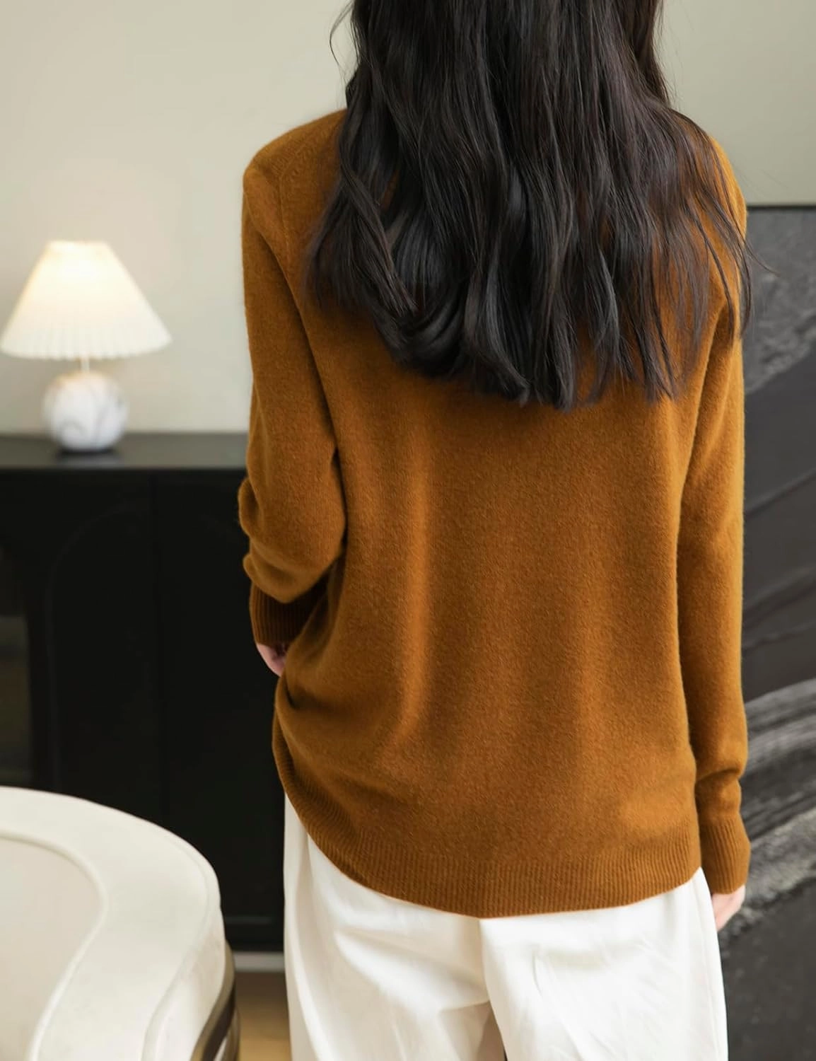 Women's 100% Merino Wool 2025 Fall Winter First-Line Ready to Wear Long Sleeve Seamless Knit Crewneck Sweater