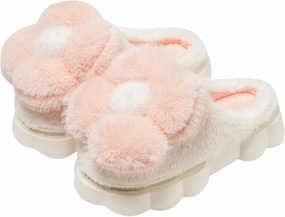 Women's Funny Plush Flower Slippers - Warm Anti Slip Winter Soft Cotton Slippers