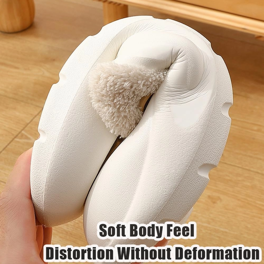 Women's Fur Lined Platform Clogs Removable Lining Waterproof Cotton Slippers Winter Fuzzy Shoes for Women Men Indoor Outdoor