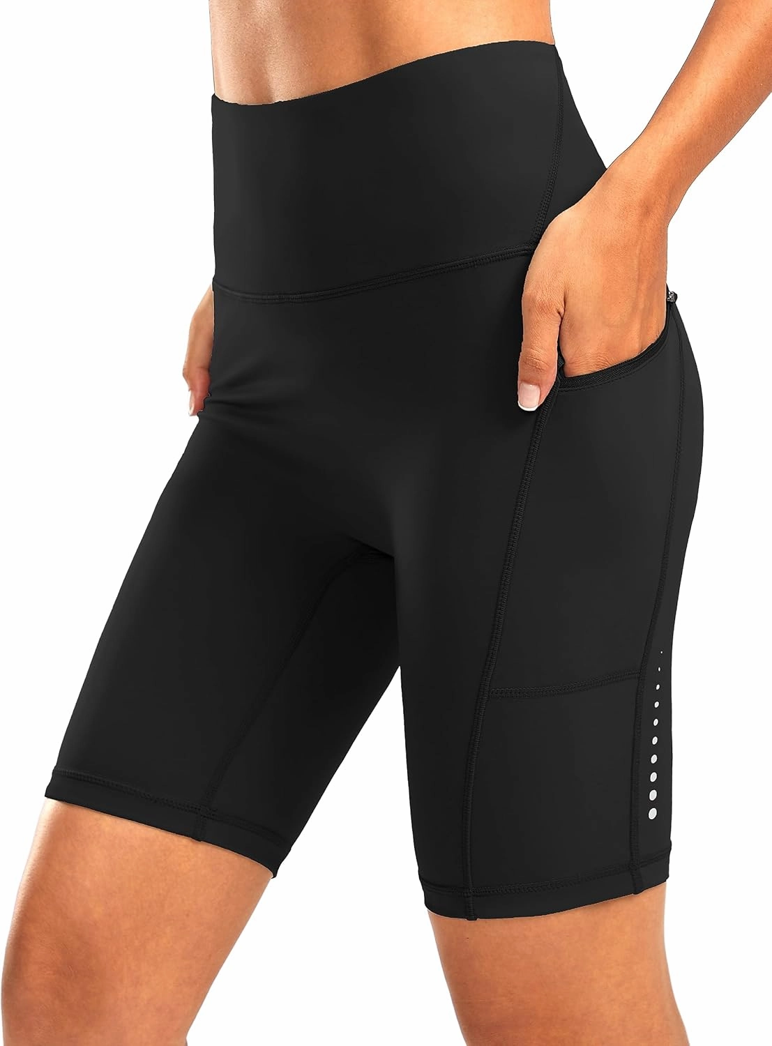 Women's High Waisted Biker Shorts 8" Running Workout Tummy Control Bike Spandex Shorts for Women Zipper Pockets