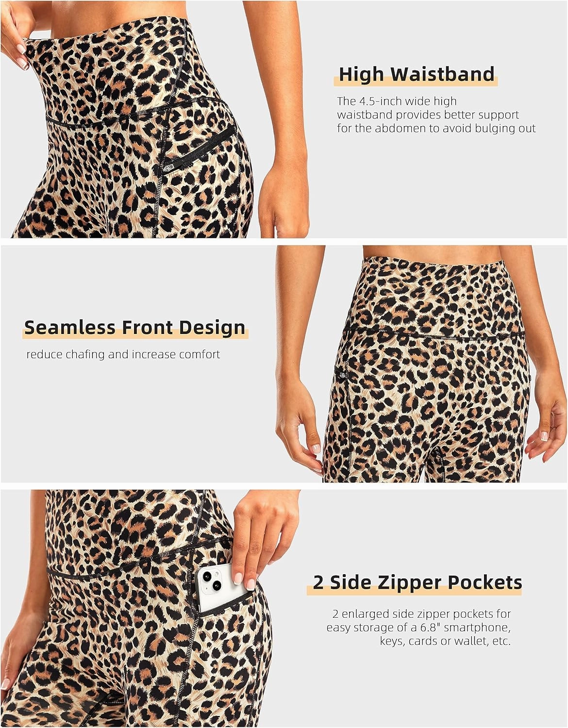 Women's High Waisted Biker Shorts 8" Running Workout Tummy Control Bike Spandex Shorts for Women Zipper Pockets