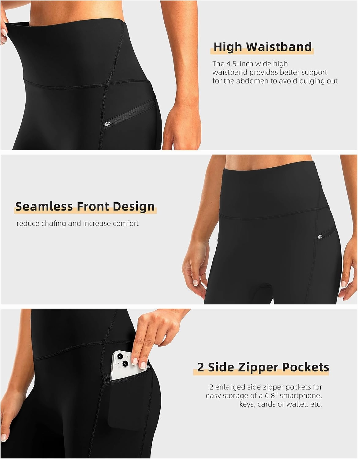 Women's High Waisted Biker Shorts 8" Running Workout Tummy Control Bike Spandex Shorts for Women Zipper Pockets