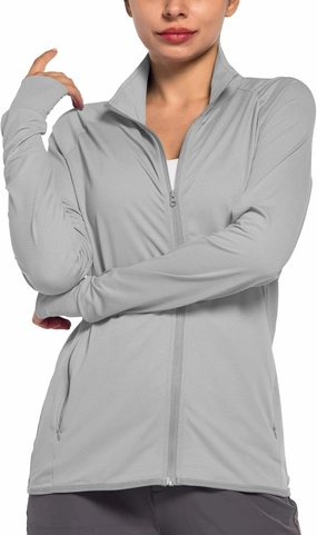 Women's UPF 50  Sun UV Protection Shirt Long Sleeve Lightweight SPF/UV Running Hiking Athletic Jacket with Zip Pockets