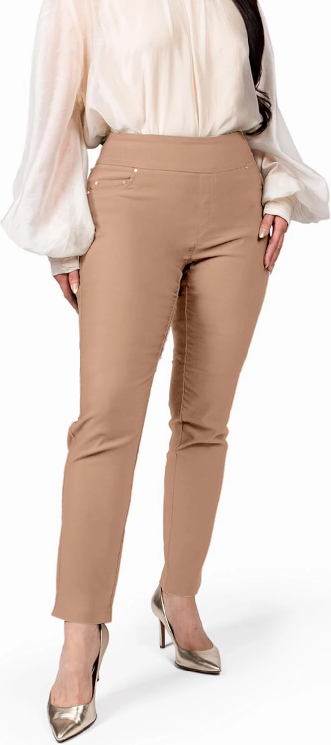 Women's Yoga Dress Pants - Strechy Straight Leg Work Pants with 5 Pockets Slim Fit Office Casual Slacks