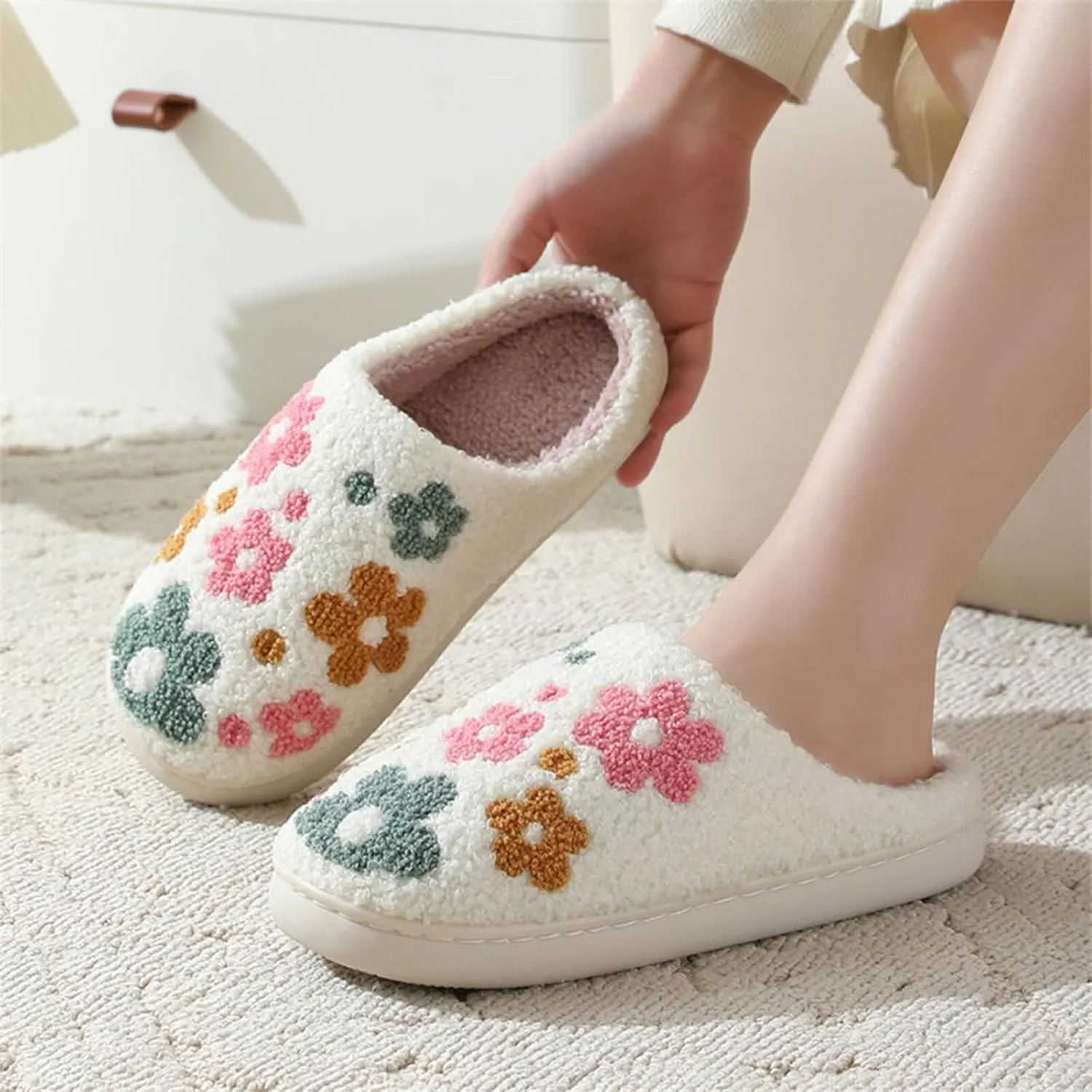 Women's Men's Strawberry Slippers Cute Fruit Home Slippers Winter Fuzzy Memory Foam Fluffy Warm House Shoes