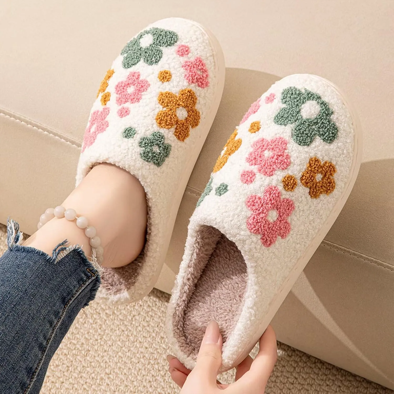 Women's Men's Strawberry Slippers Cute Fruit Home Slippers Winter Fuzzy Memory Foam Fluffy Warm House Shoes