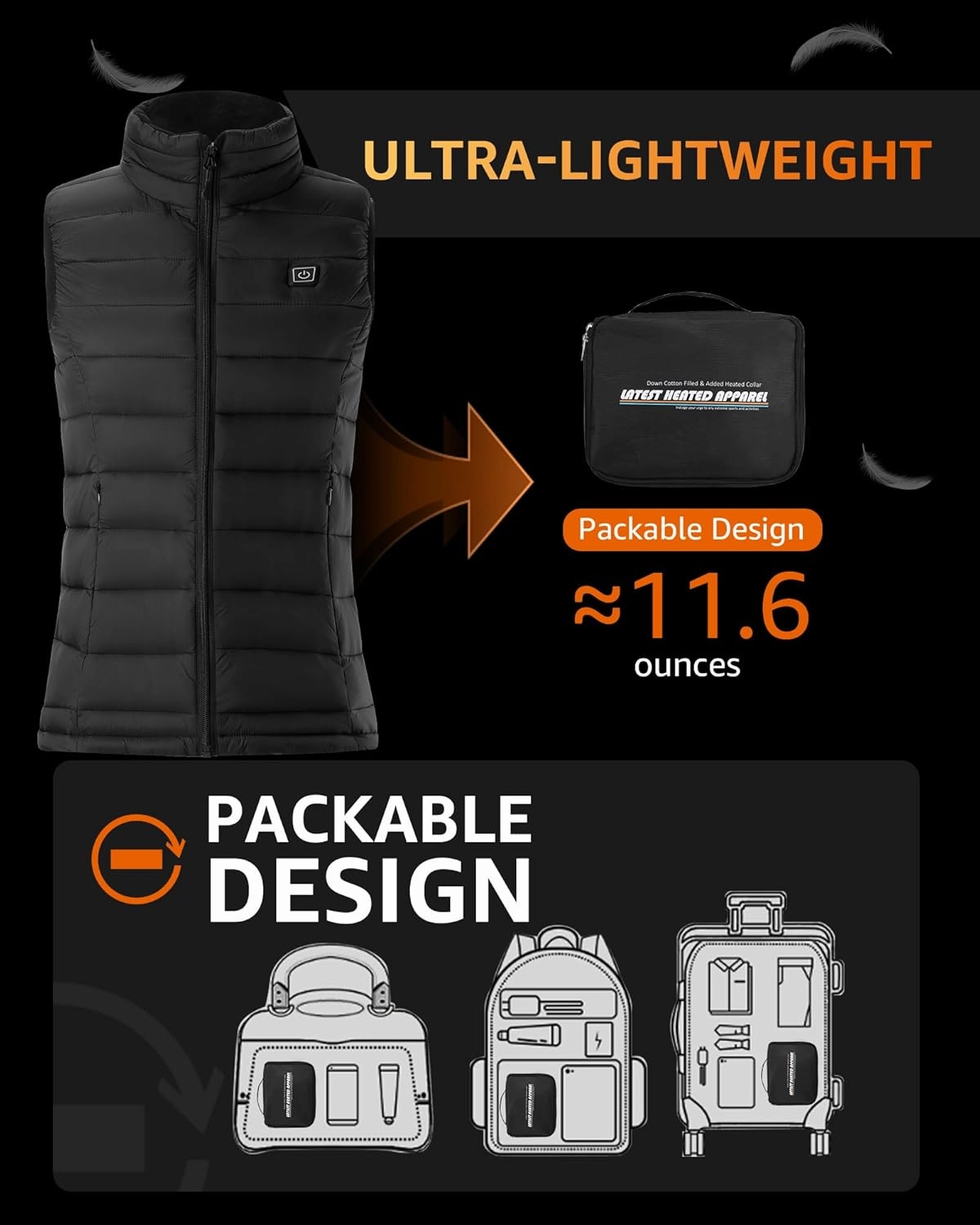 Womens Heated Vest With Battery Pack Included, Lightweight Warming Heated Jacket For Womens, Slim Fit Heating Vest