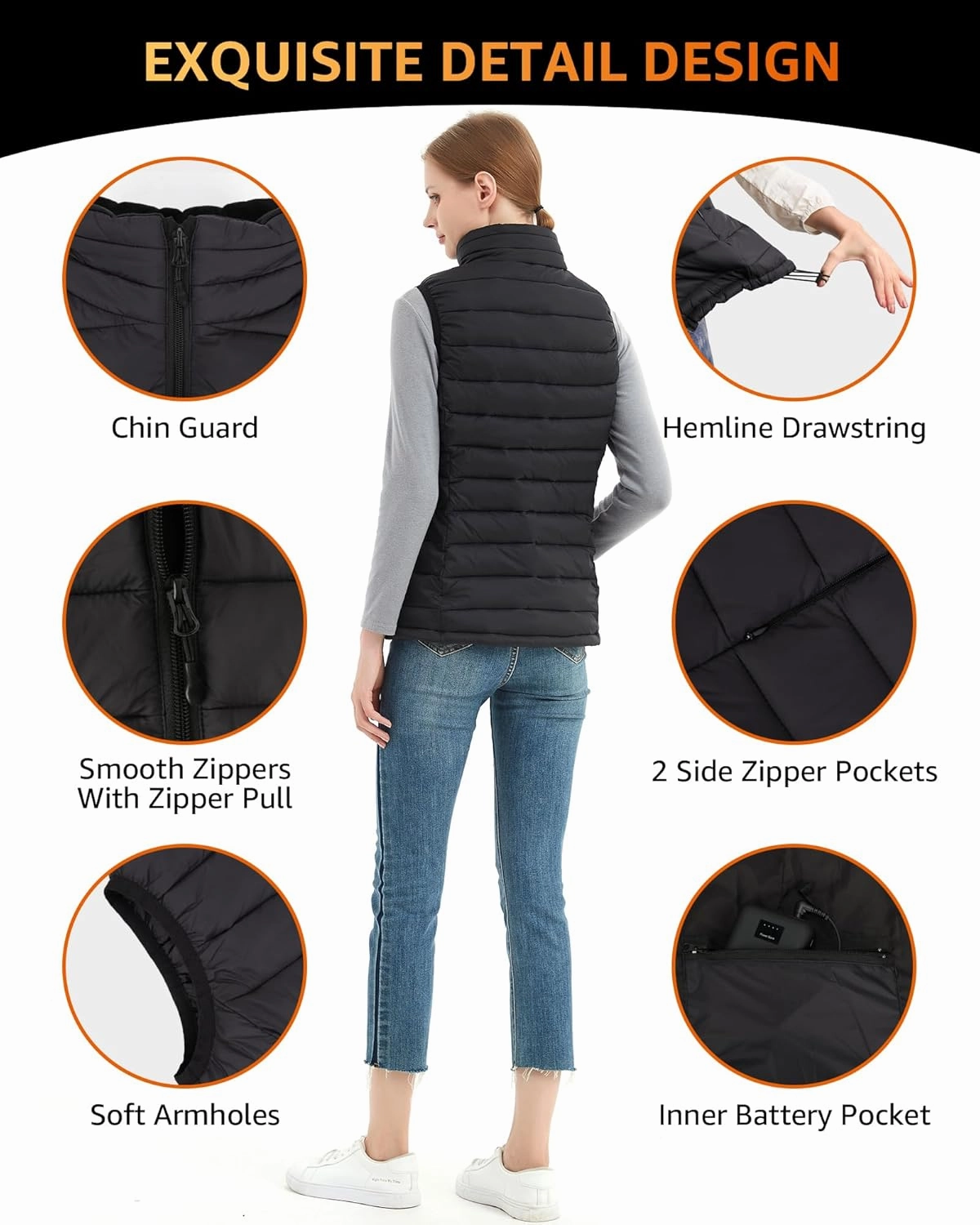 Womens Heated Vest With Battery Pack Included, Lightweight Warming Heated Jacket For Womens, Slim Fit Heating Vest