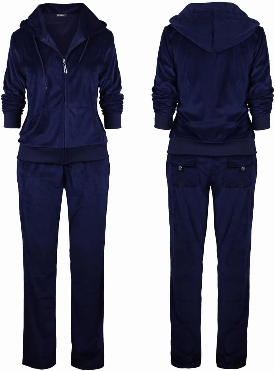 Womens Jogging Suits Sets Running Velour Outfit Zipper Warm Up 2 Pieces Hoodie and Pant Tracksuit