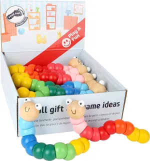 Wooden Toys Baby Caterpillar Wood Flexible Motor Skills Training Toy Assorted 14Piece Display Designed for Children 12  Months, Multicolor (10961)