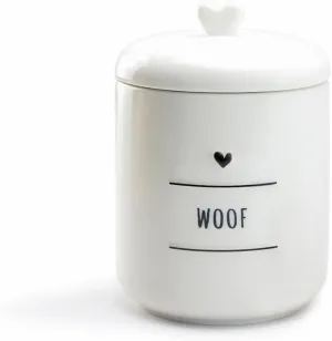 Woof Pet Treat Jar Dog Cookie Ceramic