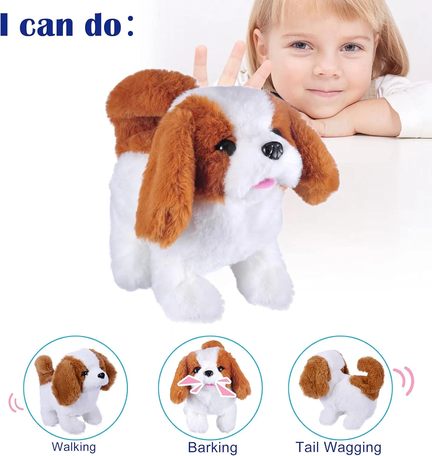 WorWoder Plush Saint Bernard Toy Puppy Electronic Interactive Pet Dog - Walking, Barking, Tail Wagging, Stretching Companion Animal for Kids (Saint Bernard)